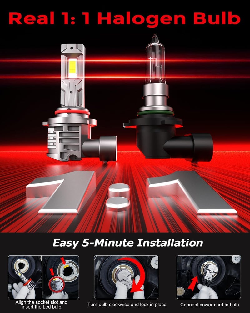 ZONBEAM 9006 Light Bulbs [Super Bright] 40000lm 800% Brightness Fog Lights Bulbs Real 1:1 Mini Size Design, 6000k Cool White，Pack of 2 - Image 4